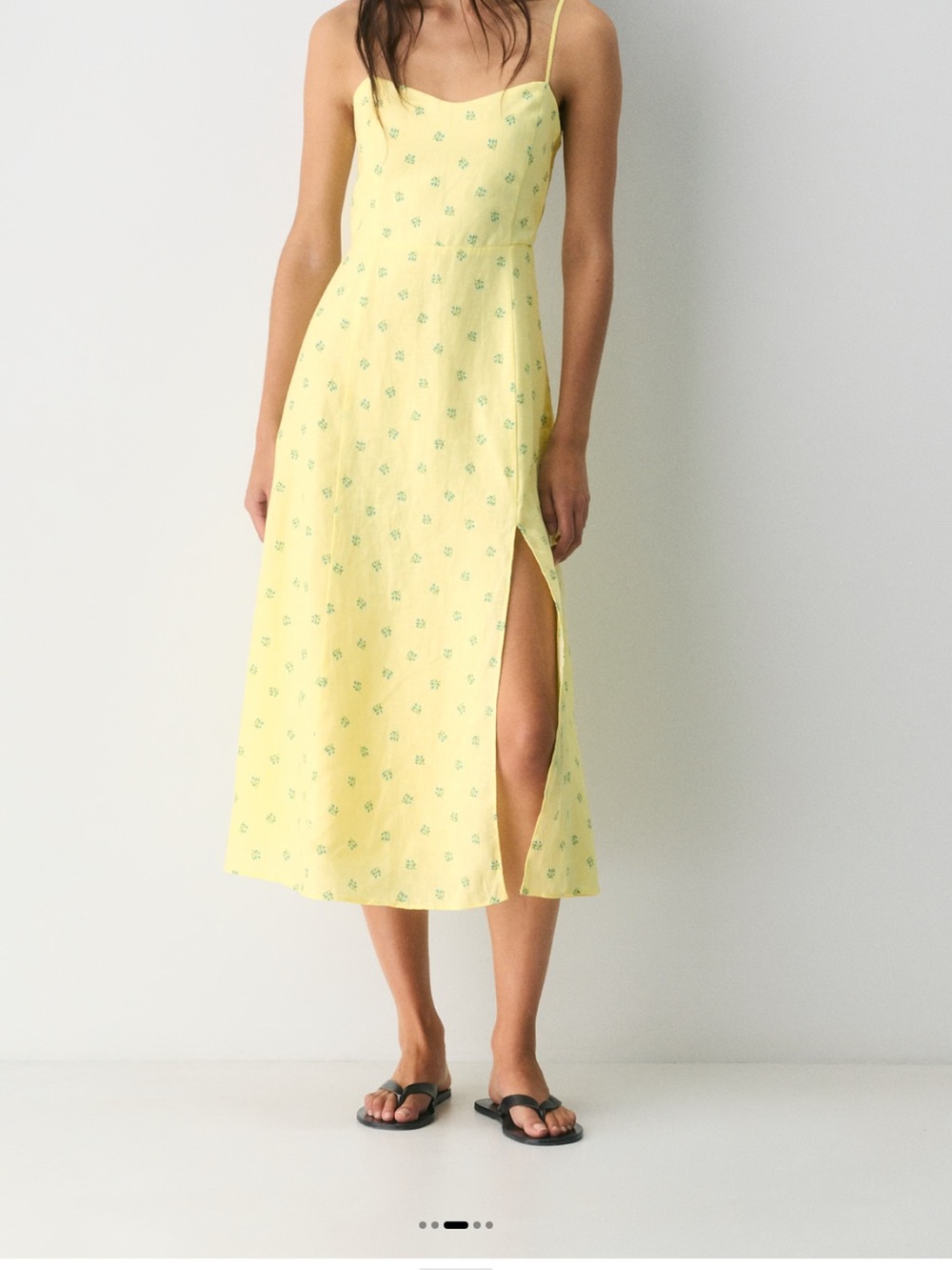 Aritzia Yellow Floral Slip Maxi Dress with Side Slit